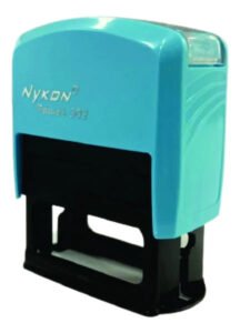 Carimbo Autoentintador Personalizado Nykon 302 38 X 14 Mm Cor Preta Cor Externa Azul Claro