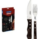 Jogo De Talheres Jumbo Para Churrasco Tramontina 4 Peças Cor Polywood Castanho