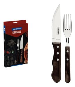 Jogo De Talheres Jumbo Para Churrasco Tramontina 4 Peças Cor Polywood Castanho