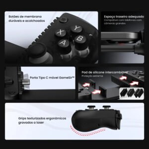 Controle Gamepad GameSir X5 Lite USB-C Android iPhone 15/16 Mobile Hall Effect Turbo Leve Preto