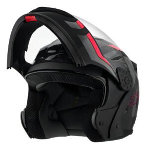 Capacete Robocop Escamoteável Fechado Mixs Gladiator Delta S Cor Cinza/vermelho brilhante Tamanho do capacete 58