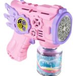 Brinquedo Maquina Bolha De Sabão Pistola Automática C/ Luz Cor Rosa