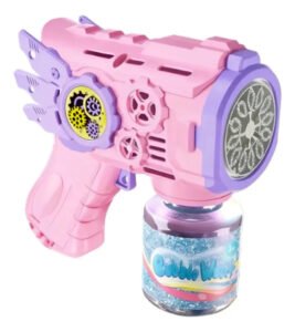 Brinquedo Maquina Bolha De Sabão Pistola Automática C/ Luz Cor Rosa
