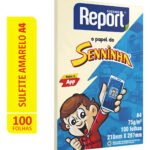 Papel Report Sulfite Senninha – A4 75g – Colorido – 100 Fls Amarelo