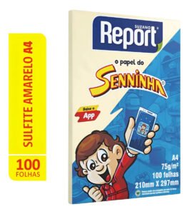 Papel Report Sulfite Senninha – A4 75g – Colorido – 100 Fls Amarelo