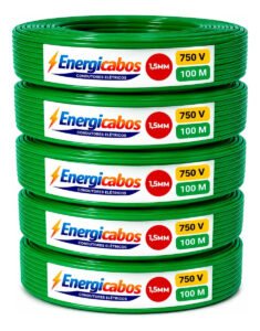 Cabo Flexível 1,5 Mm² Unipolar Rolo Com 100 Metros 750v Verde