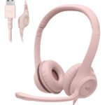Headset com fio USB Logitech H390 Rosa