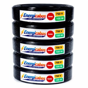 Cabo Flexível 4 Mm² Unipolar Rolo Com 100 Metros 750v Preto