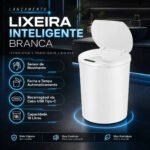 Lixeira Inteligente Automática Branca Com Sensor Anti Odor 16l Recarregável Usb Abre Sozinha