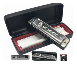Gaita De Boca Diatônica harmônica Profissional Premium Em Dó C 10 Furos 20 Tons Cromada Para Blues Folk Rock Com Estojo Don Caprini
