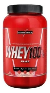 Whey 100% Pure Pote (907g) Integralmédica Sabor Morango