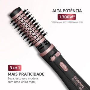 Escova Rotativa Ceramica Tourmaline Ion Golden Rose ERB-01 Mondial