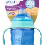 Copo Transição Bebê Com Bico Silicone Antivazamento 200ml Cor Azul/verde