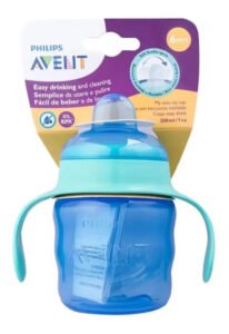 Copo Transição Bebê Com Bico Silicone Antivazamento 200ml Cor Azul/verde