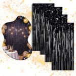 Kit 4 Cortina Metalizada Festa Fita Decoração Painel Franja Preto