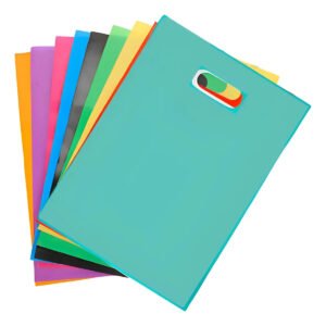 Kit 100 Un Sacolas Plásticas Boca Palhaço 30×40 Alça Vazada Cor Azul-turquesa