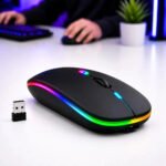 Mouse Sem Fio Recarregável Bluetooth Wireless Ergonômico Óptico Informática Gamer Led Rgb Notebook Pc Tablet Smartphone Comica