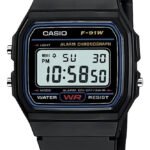 Relógio Vintage Preto com Pulseira de Borracha F91W-1 Clássico e Elegante Casio