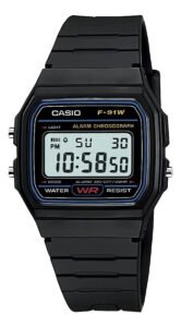 Relógio Vintage Preto com Pulseira de Borracha F91W-1 Clássico e Elegante Casio