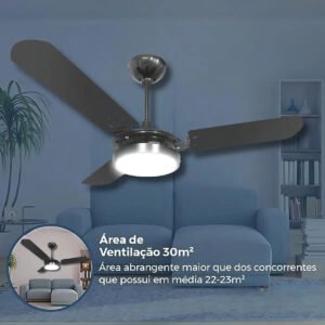 Ventilador de Teto Ventex Valen 180W LED Silencioso Diâmetro 1,10m