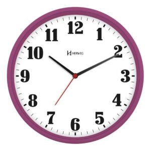 Relógio De Parede Herweg Redondo Para Cozinha Sala 6126-331 Cor da estrutura Rosa Escuro Cor do fundo Branco
