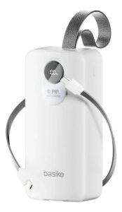 Power Bank Basike Portátil 30000mAh com Carga Rápida 22.5W e Cabos Embutidos para iPhone e Samsung