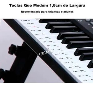 Teclado Musical Iniciante Piano Eletronico 61 Teclas Cor Preto