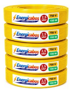 Cabo Flexível 2,5 Mm² Unipolar Rolo Com 100 Metros 750v Amarelo