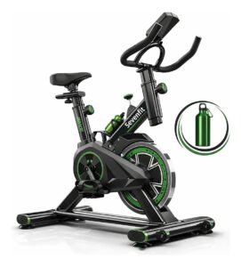 Bicicleta Ergométrica Fitness Para Cardio E Musculação Com Base Cor Preto E Verde 6kg Inercia Marca Sevenfit