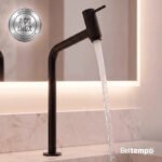 Torneira Banheiro Lavabo Bica Alta Bancada Inox Preto Fosco Link 45° Beltempo