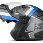 Capacete Integral Robocop Stronger Faster Gladiator Etceter Cor Cinza/Azul Tamanho do capacete 62