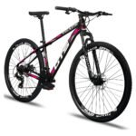 Bicicleta Aro 29 Gts Pro M5 Track 24 Marchas Freios A Disco Cor Preto E Rosa Tamanho Do Quadro 15