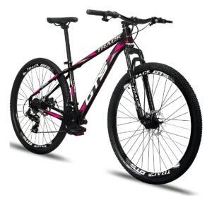 Bicicleta Aro 29 Gts Pro M5 Track 24 Marchas Freios A Disco Cor Preto E Rosa Tamanho Do Quadro 15