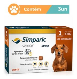 Simparic 20mg Antipulgas Cães 5 a 10kg 3 Comprimidos Zoetis