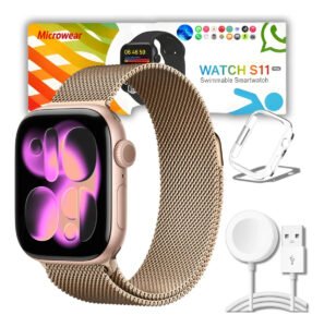 Smartwatch Microwear S11 Pro Amoled Responde Whatsapp 47mm Gps Nfc Ciclo Feminino RoseGold