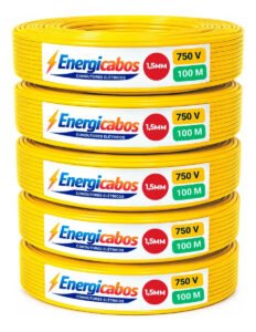 Cabo Flexível 1,5 Mm² Unipolar Rolo Com 100 Metros 750v Amarelo
