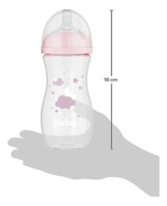 Kit Com 2 Mamadeiras Anticólica Buba Easy Flow 330ml Nuvem Rosa Nuvem