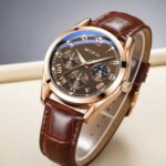 Relógio Masculino Wokai de Pulso Analógico Quartzo com Pulseira Marrom e Bisel Rose Gold