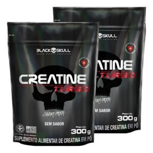 Creatina 600g Black Skull Turbo – 2x Refil 300g Sem Sabor