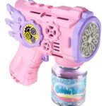 Brinquedo Bubble Gun Maquina Arminha Pistola Bolha De Sabão Infantil Cor Rosa