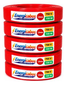 Cabo Flexível 1,5 Mm² Unipolar Rolo Com 100 Metros 750v Vermelho