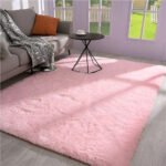 Tapete Felpudo de Pelo Alto para Sala e Quarto 2,00 x 1,50 m Rosa da Casa Laura Enxovais