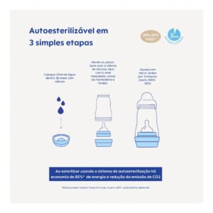 Mamadeira 260 Ml Bico 2m+ Azul Easy Start Mam