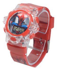 Relógio Infantil Digital Vingadores Luz Som Vermelho Homem Aranha