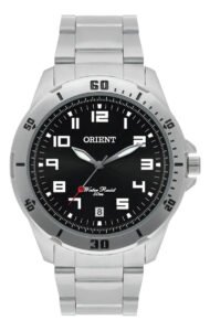Relógio de pulso Orient MBSS1155A com Correia de aço inoxidável cor prata Fundo preto