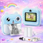 Câmera Digital Infantil Impressão Instantânea Dorama Foto Video Jogos Cor Câmera Polaroid Azul