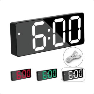 Relógio Despertador Led Para Quarto Alarme Data Temperatura Cor Branco Led Verde