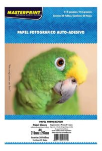 Papel Foto Glossy Adesivo Masterprint A4 115g 20 Folhas Branco