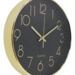 Relógio De Parede 30cm Para Cozinha, Sala – Dourado E Preto