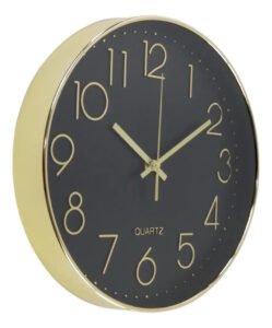 Relógio De Parede 30cm Para Cozinha, Sala – Dourado E Preto